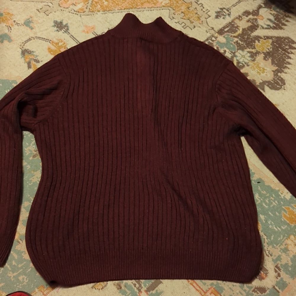 John‎ Blair Quarter-button Fisherman Sweater, deep wine color - Picture 3 of 4